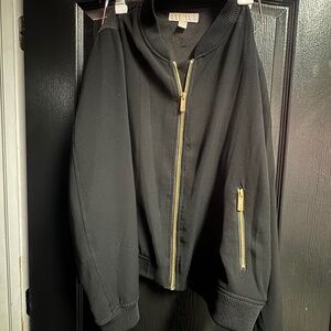 Michael Kors Black Bomber Jacket Gold zipper Large